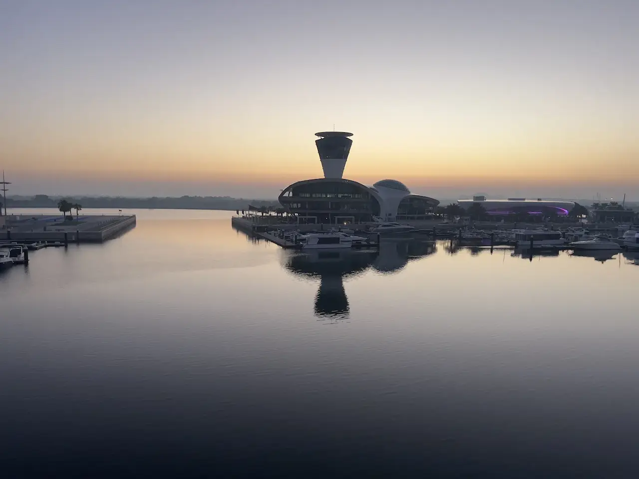 Dawn over Yas Marina in Abu Dhabi, November 7, 2021
