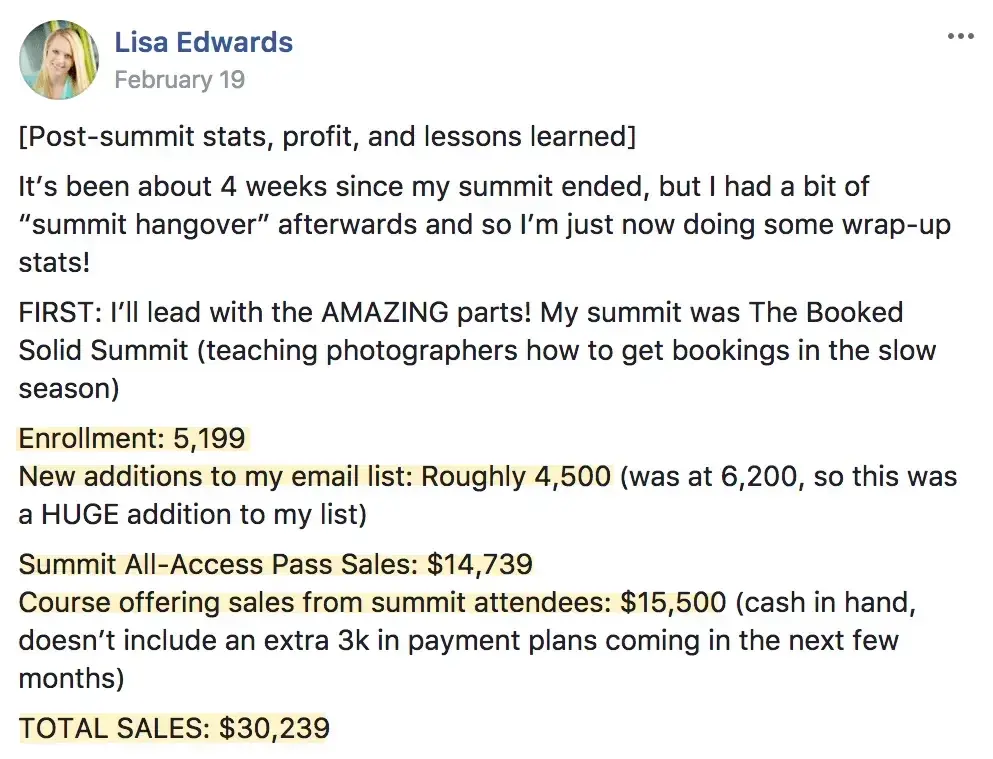 Get Booked Solid For Photographers Summit, Lisa Edwards virtual summit success, Best online event examples
