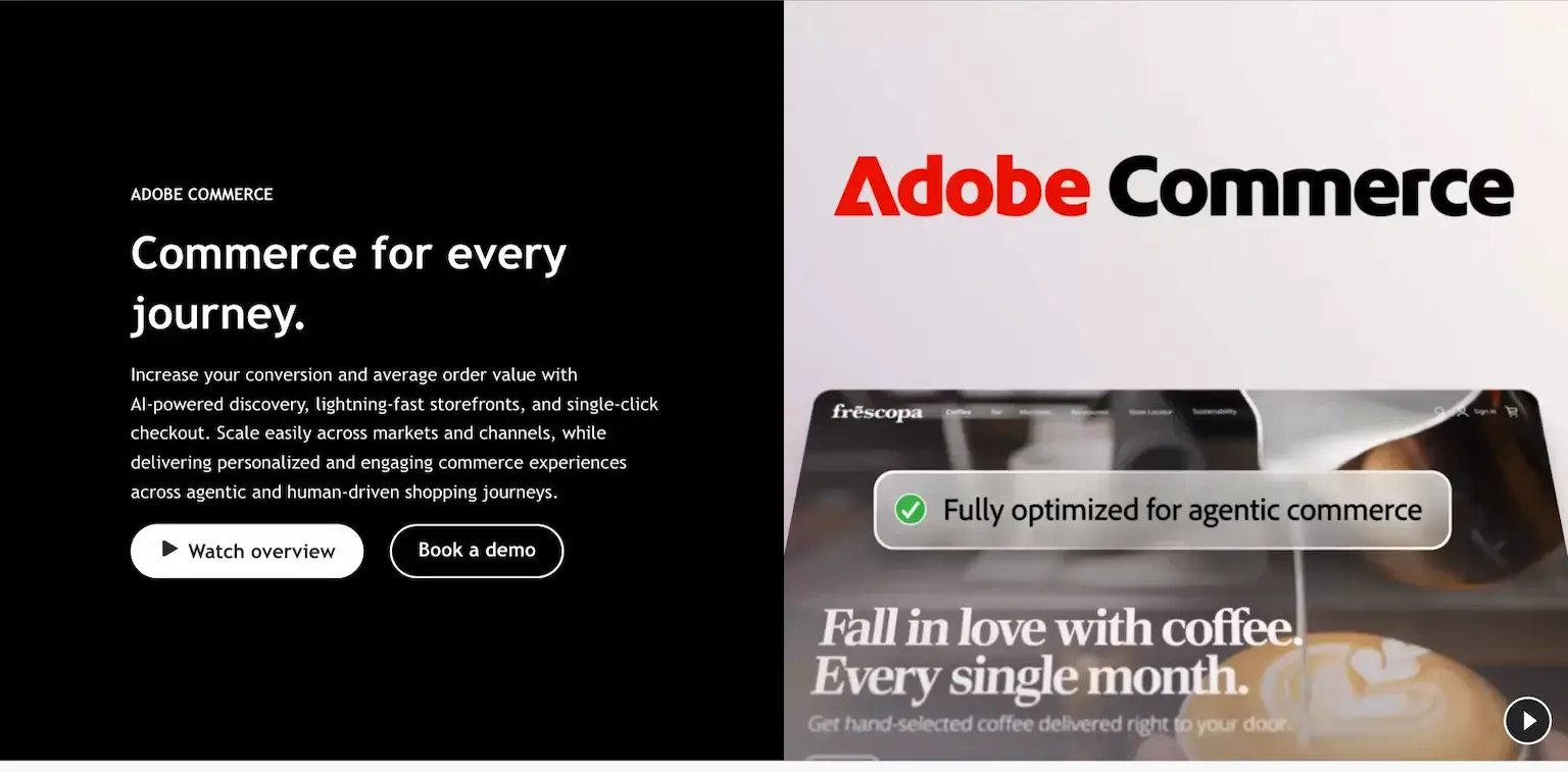 Adobe Commerce's page: commerce for every journey