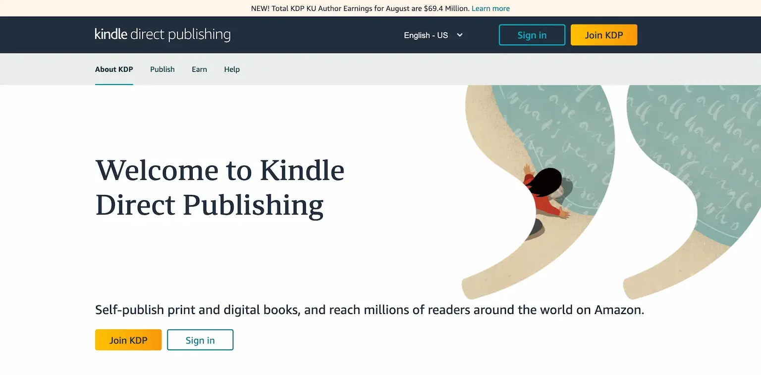 Kindle Direct Publishing's home page: welcome to Kindle Direct Publishing