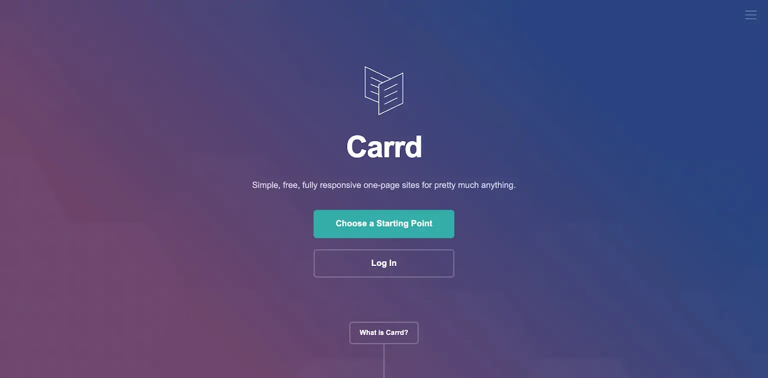 Carrd's home page: simple, free, fully responsive one-page sites