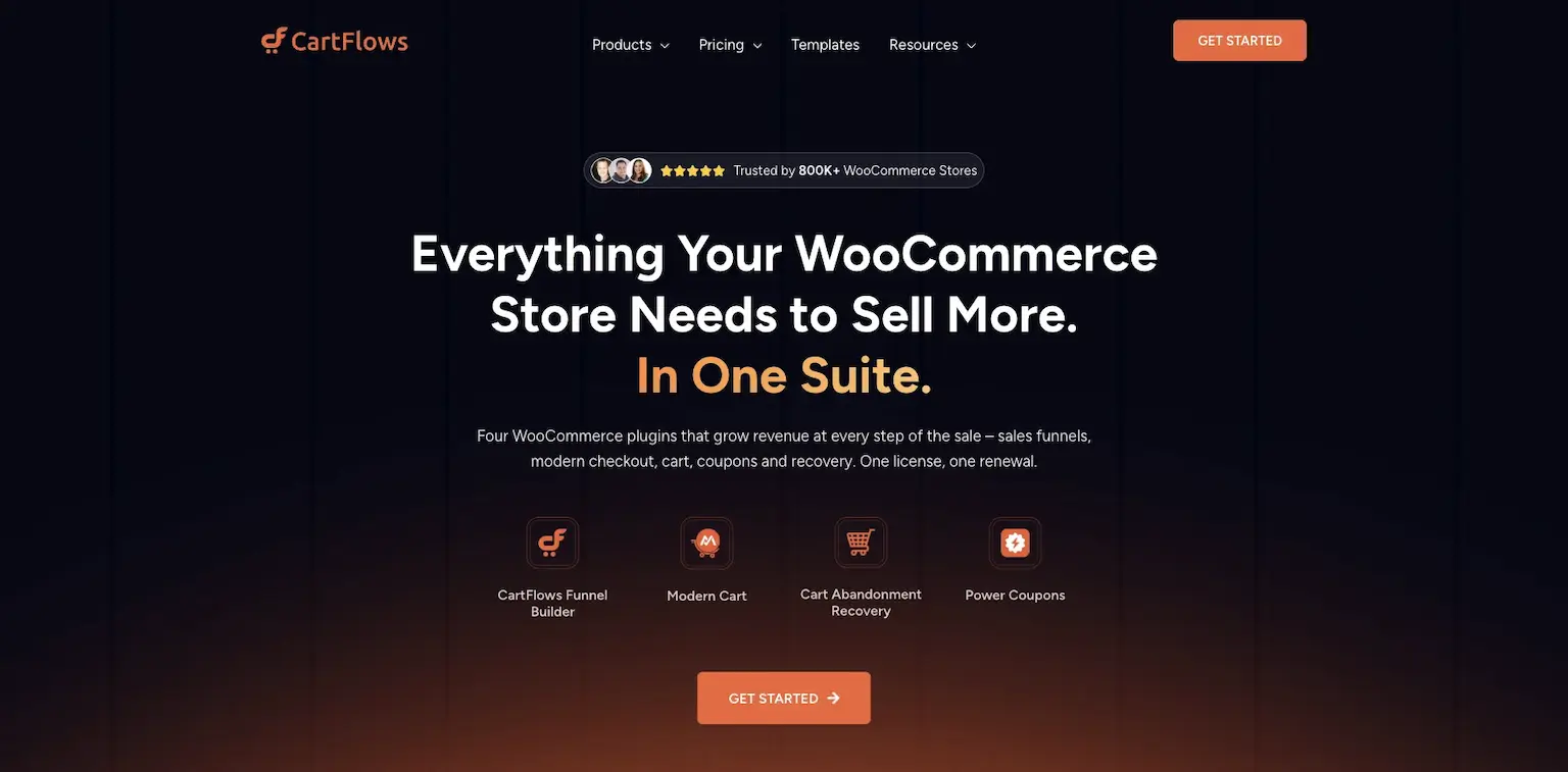 CartFlows' home page: everything your WooCommerce store needs to sell more