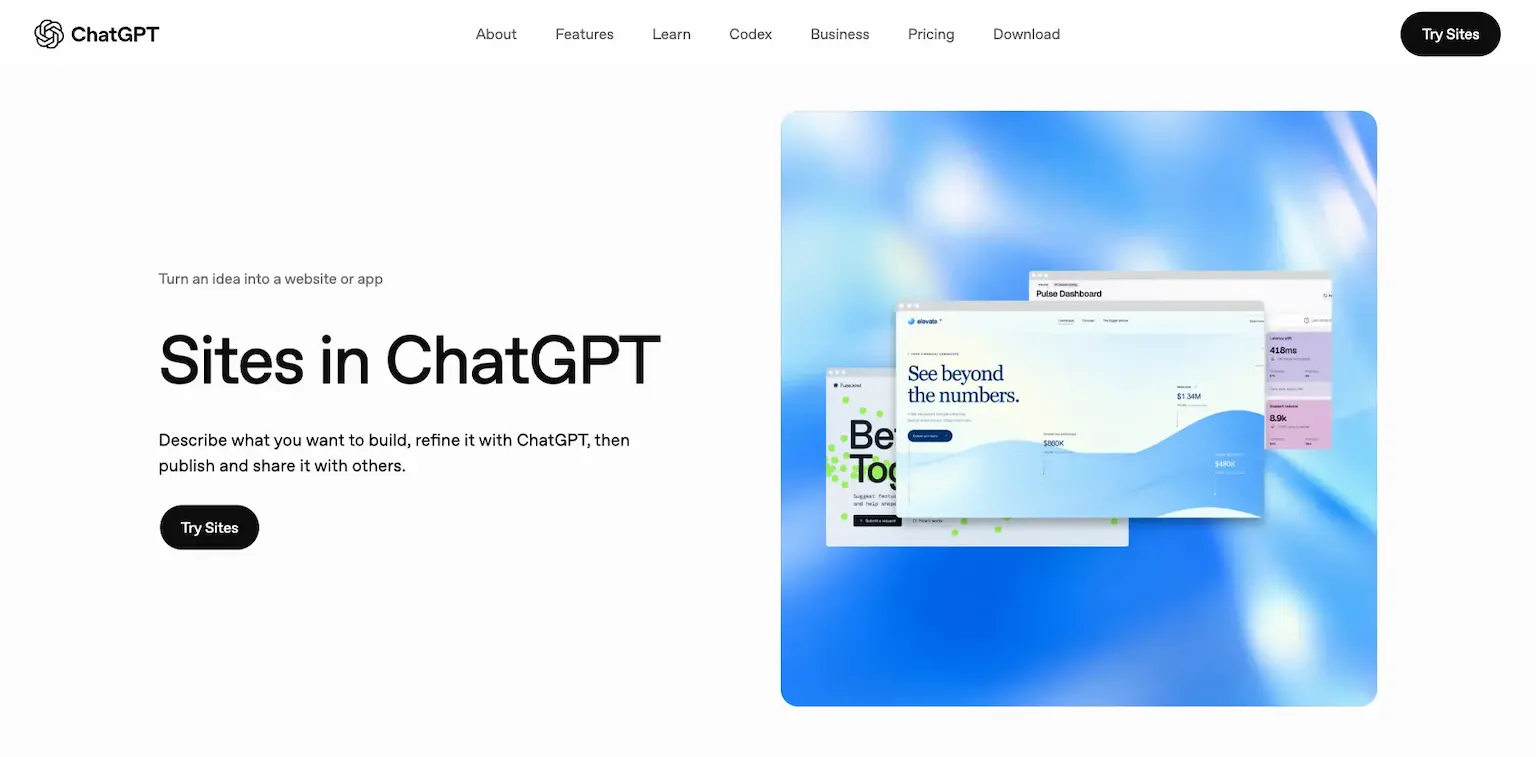ChatGPT Sites: turn an idea into a website or app