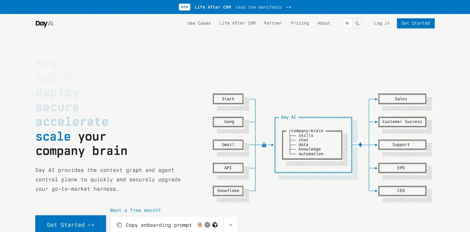 Day AI's home page: scale your company brain