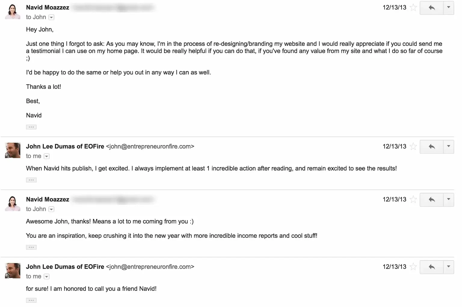 How to build relationships with influencers - Ask for a testimonial - John Lee Dumas and Navid Moazzez