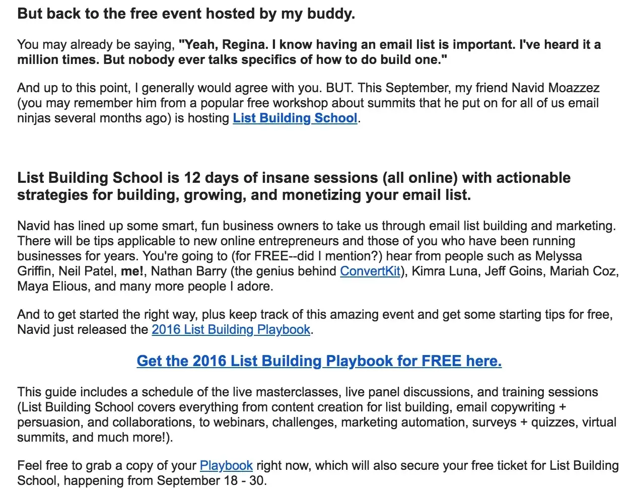 How to build relationships with influencers - Regina summit email promo