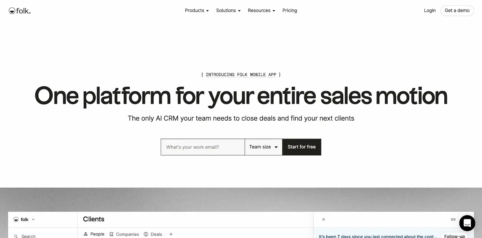 folk's home page: one platform for your entire sales motion