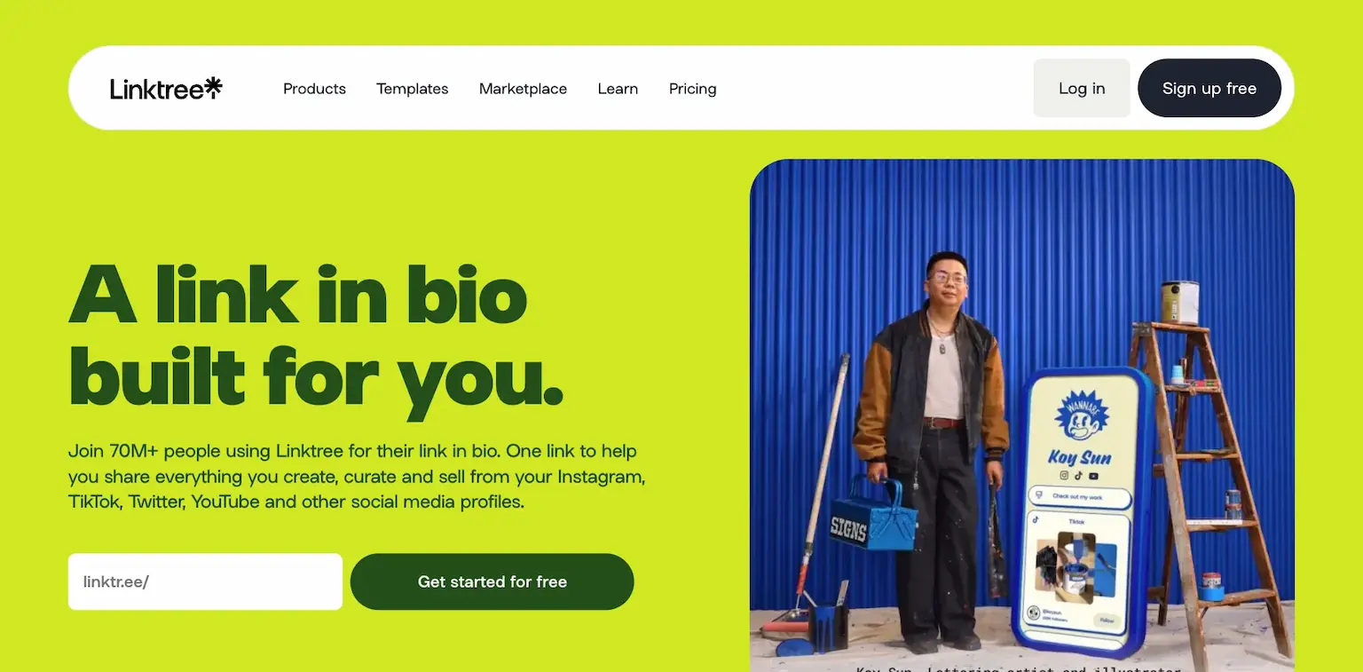 Linktree's home page: a link in bio built for you