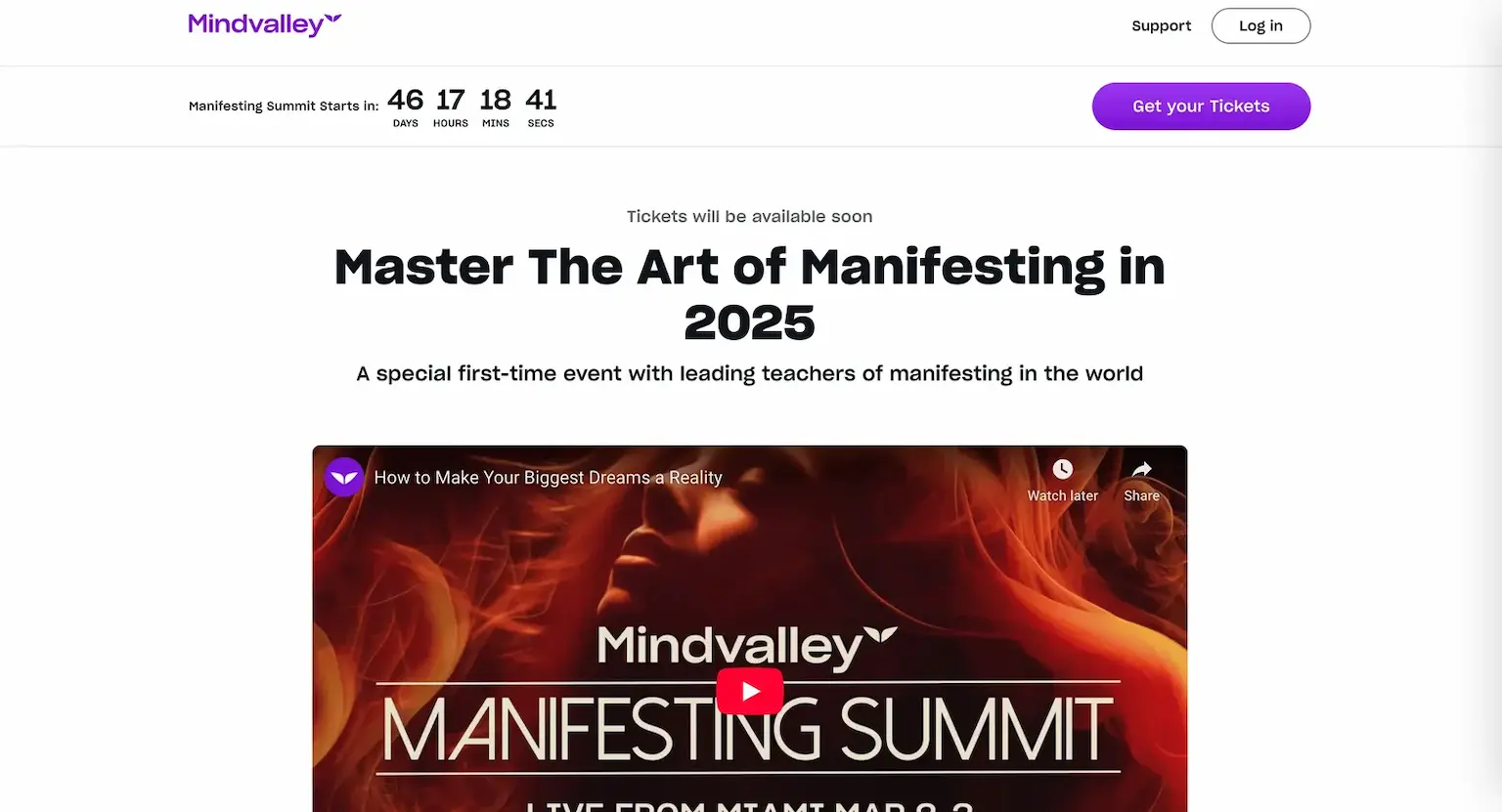 Mindvalley’s Manifesting Summit: making money from virtual events with event tickets