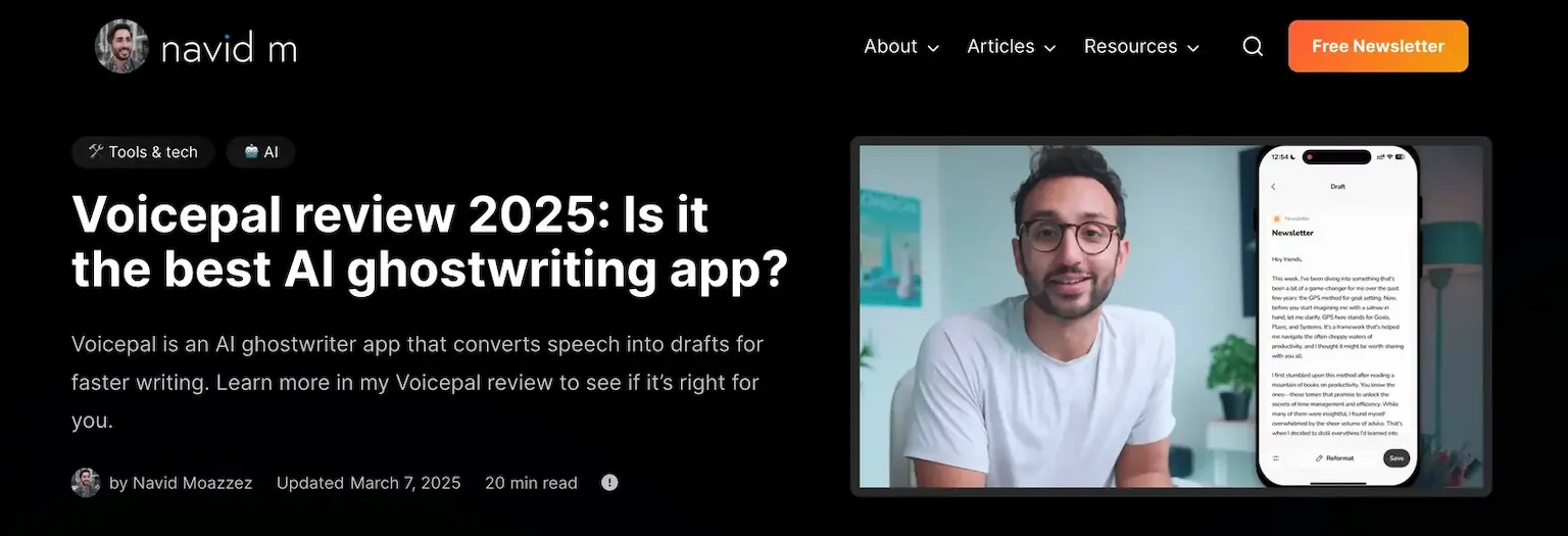 How to build relationships with influencers - review their product - Voicepal review Ali Abdaal - Navid Moazzez