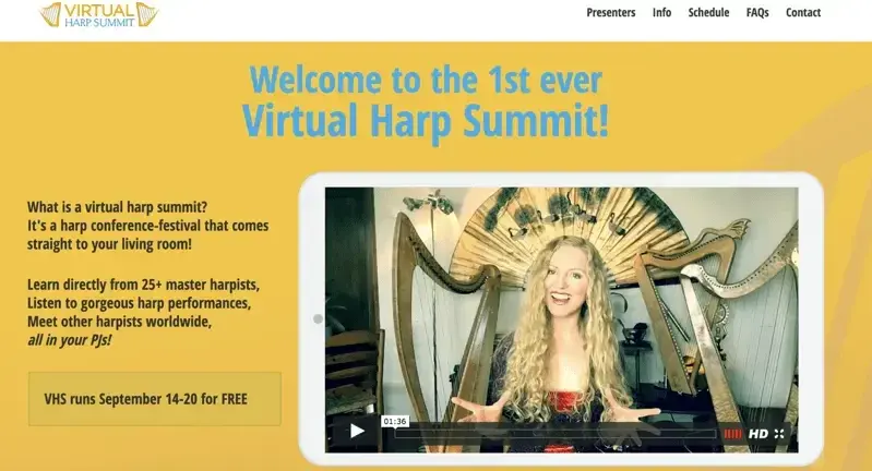 Best virtual event examples, Virtual Harp Summit, Diana Rowan