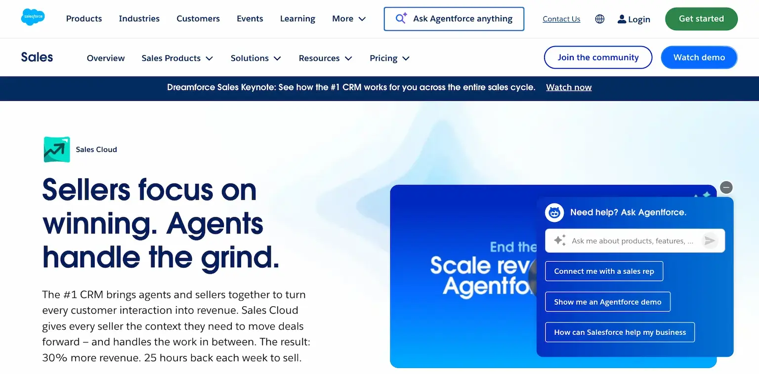 Salesforce's sales page: sellers focus on winning, agents handle the grind
