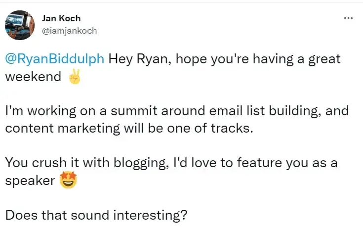 Building relationships with influencers - Jan Koch influencer outreach for virtual summit