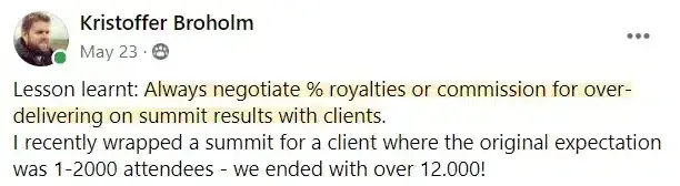 How to make money from virtual events with royalties: Kristoffer Broholm’s lesson