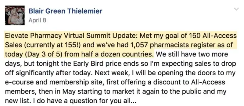 Blair Green’s Elevate Pharmacy Summit results