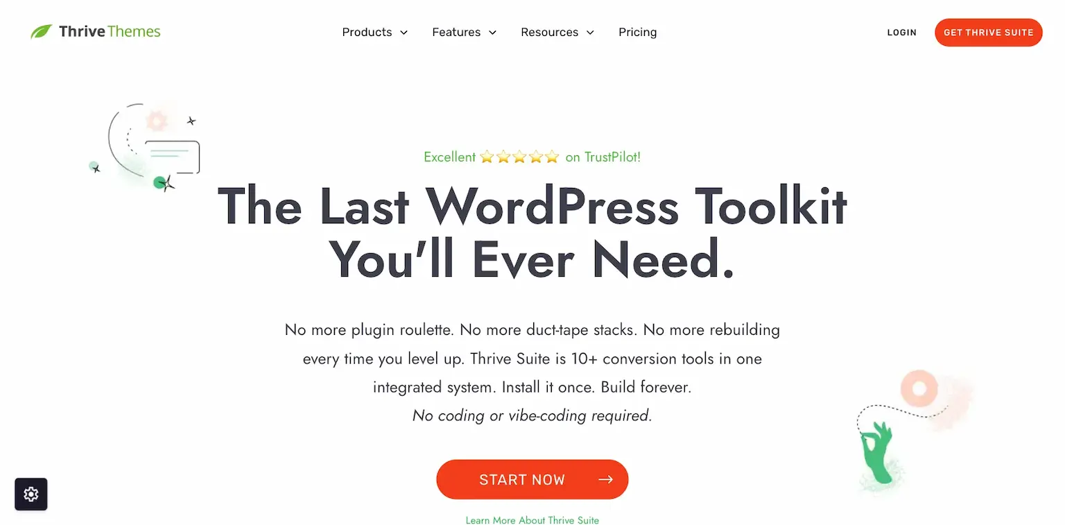 Thrive Themes' home page: the last WordPress toolkit you'll ever need