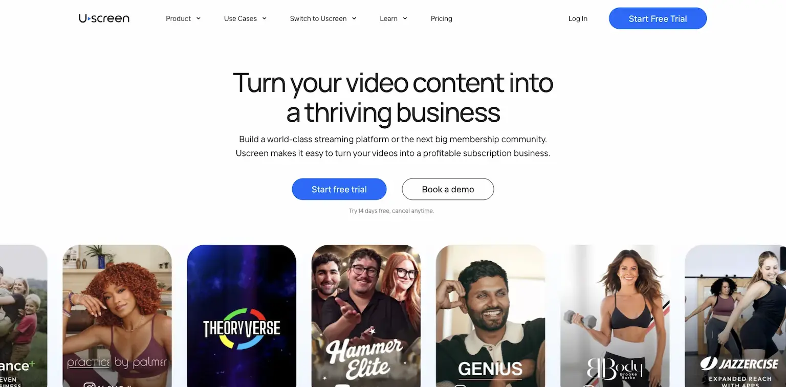 Uscreen's home page: turn your video content into a thriving business
