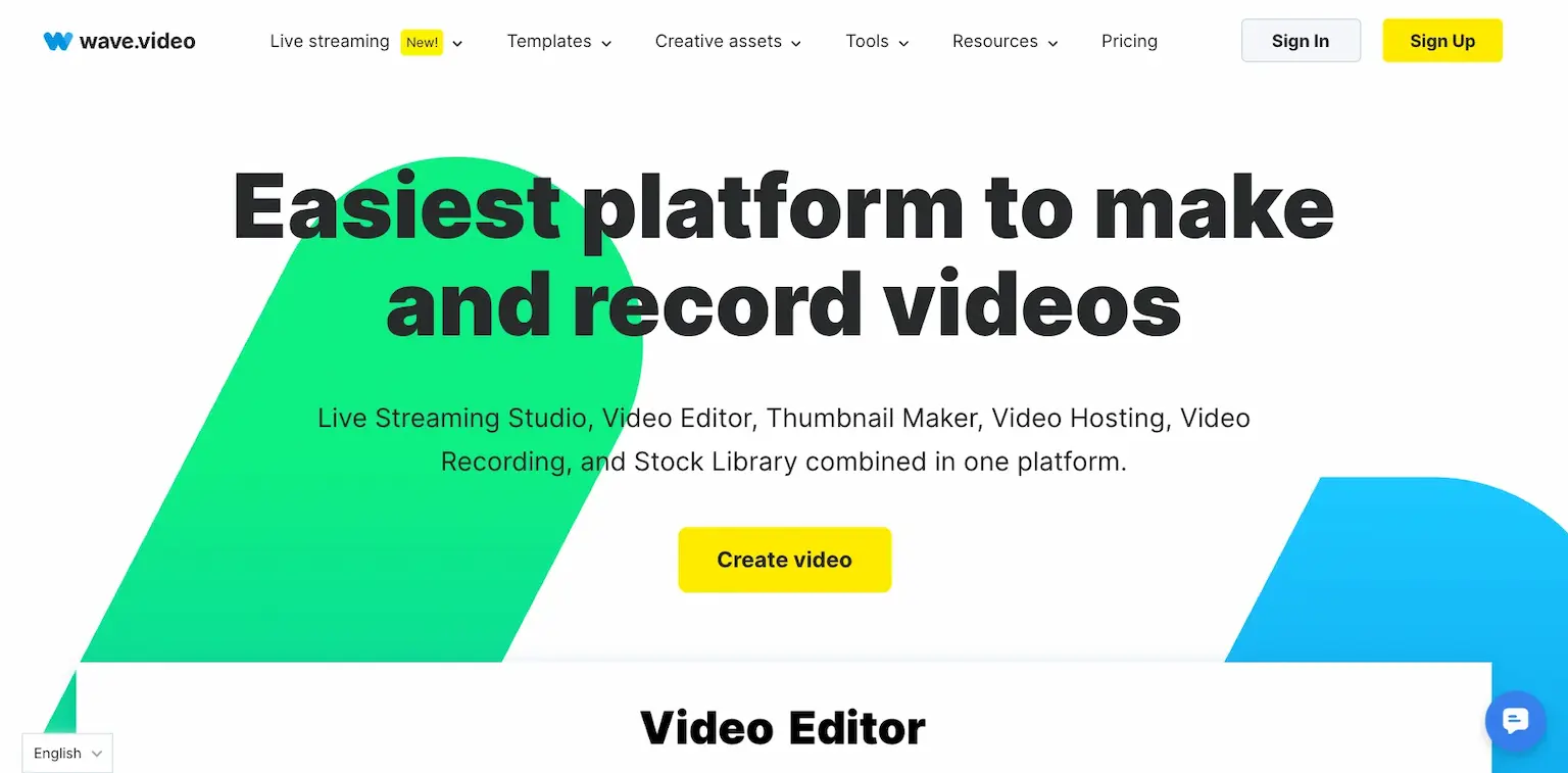 Wave.video's home page: the easiest platform to make and record videos
