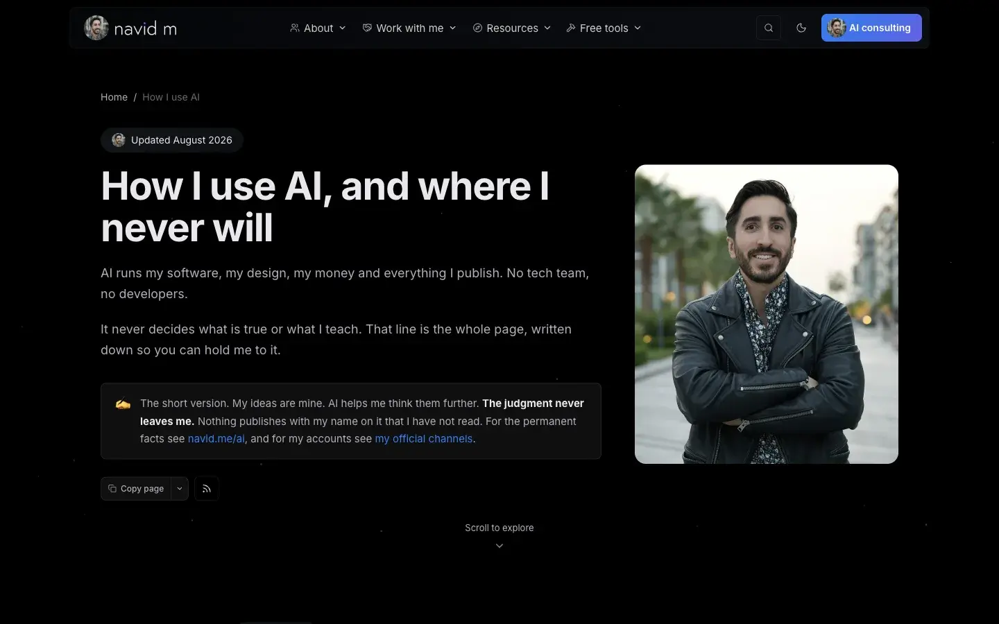 My How I use AI page on navid.me