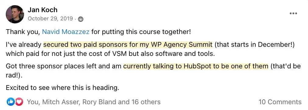 Best virtual event examples, Sponsorships Jan Koch virtual summit success