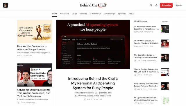 Behind the Craft newsletter by Peter Yang