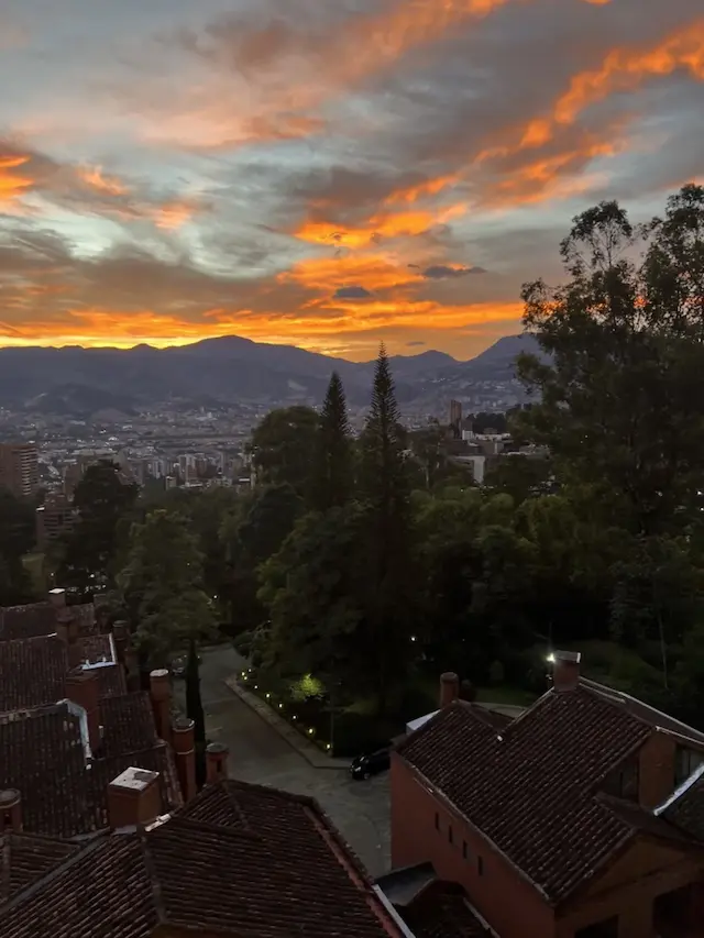 The Medellín valley under an orange sunset, June 18, 2023