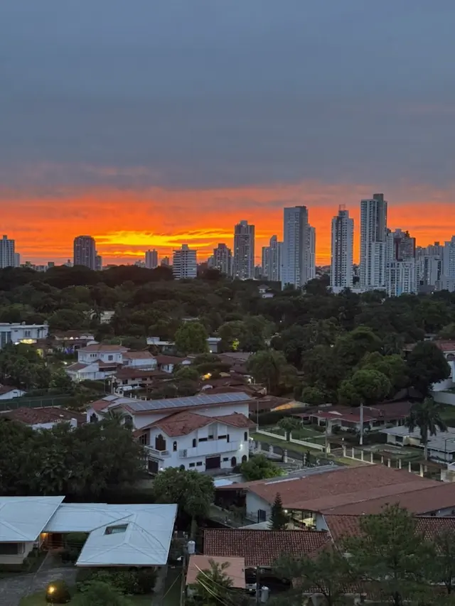 Sunset behind Panama City's towers, May 27, 2024