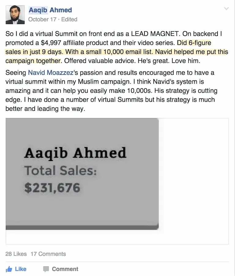 Best virtual event examples, Entrepreneur Muslim Summit, Aaqib VSM testimonial
