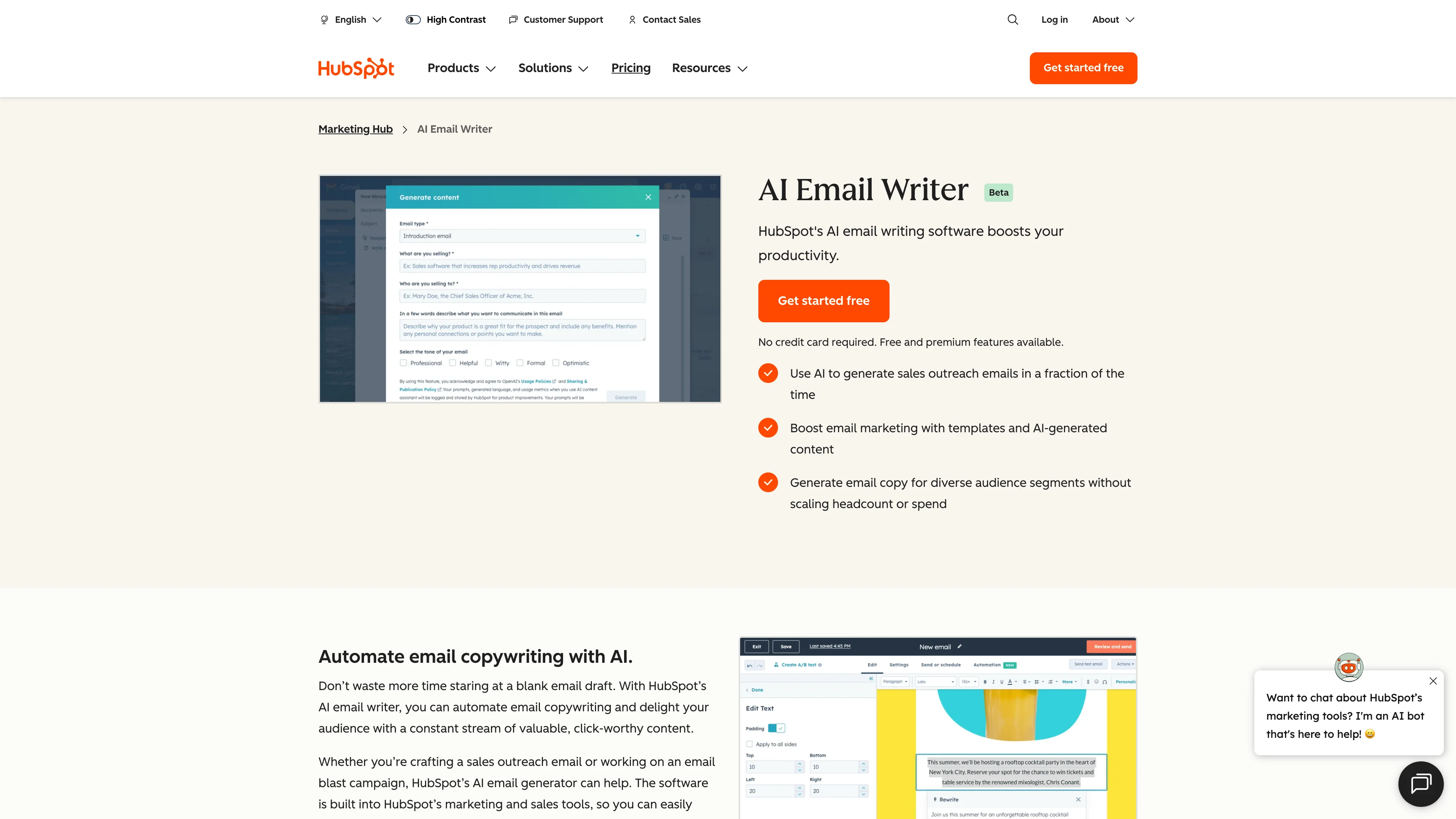 HubSpot AI Email Writer