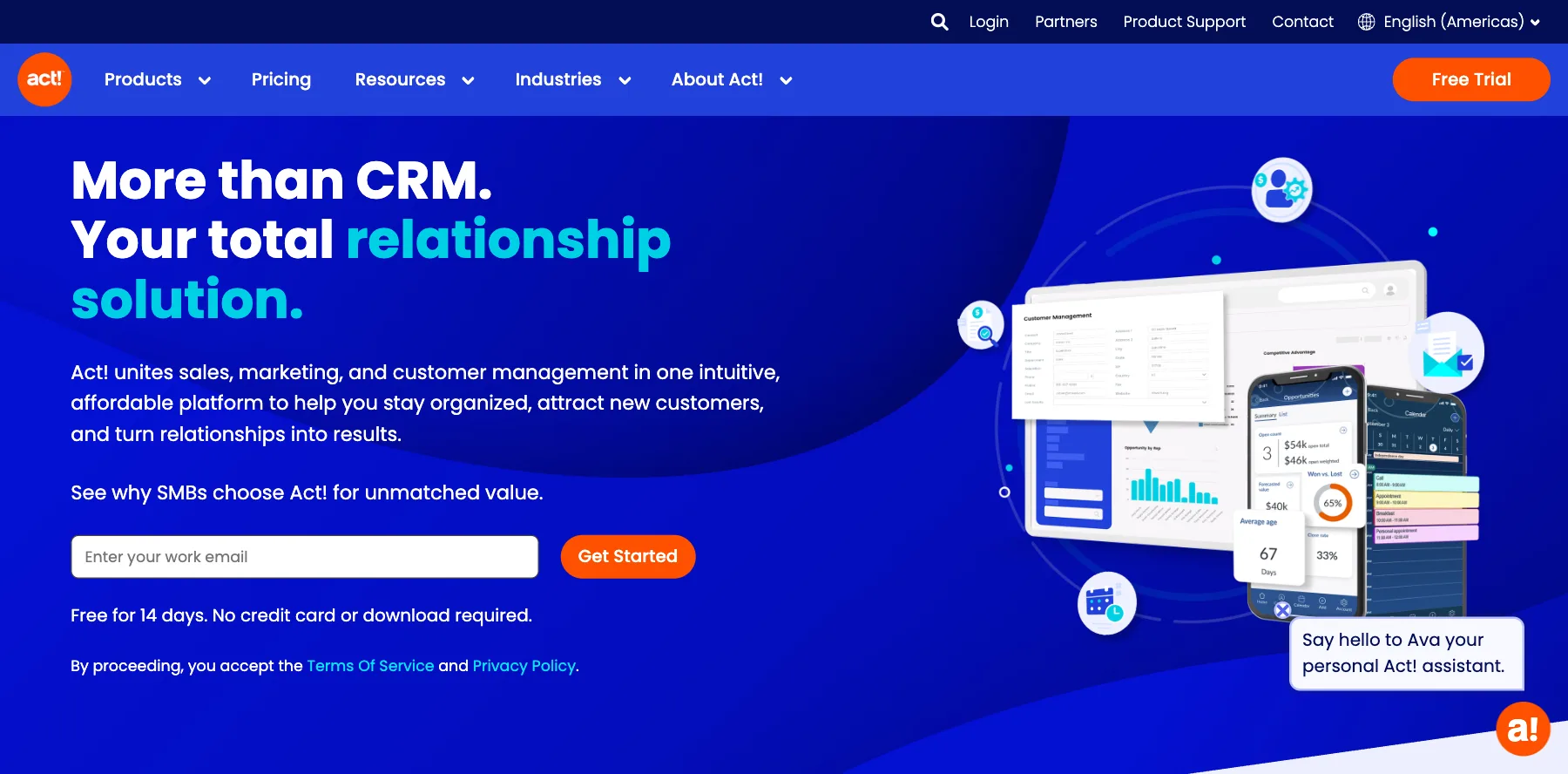 Act!'s home page: more than CRM, your total relationship solution