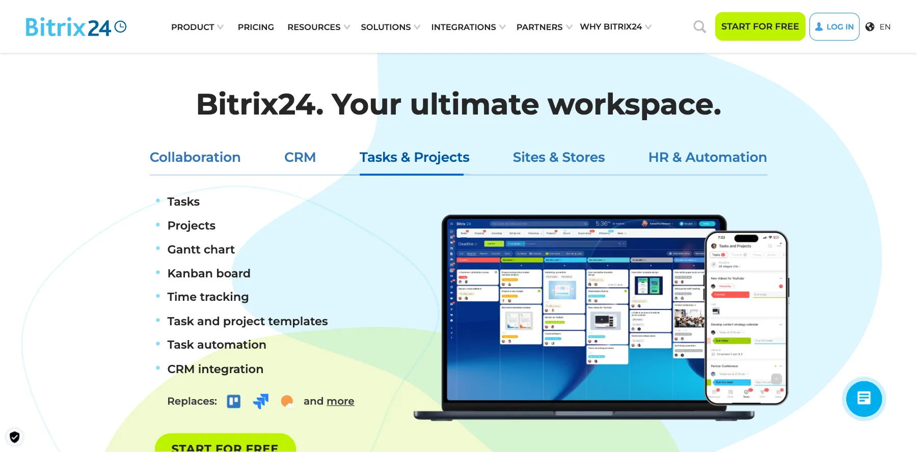 Bitrix24's home page: your ultimate workspace