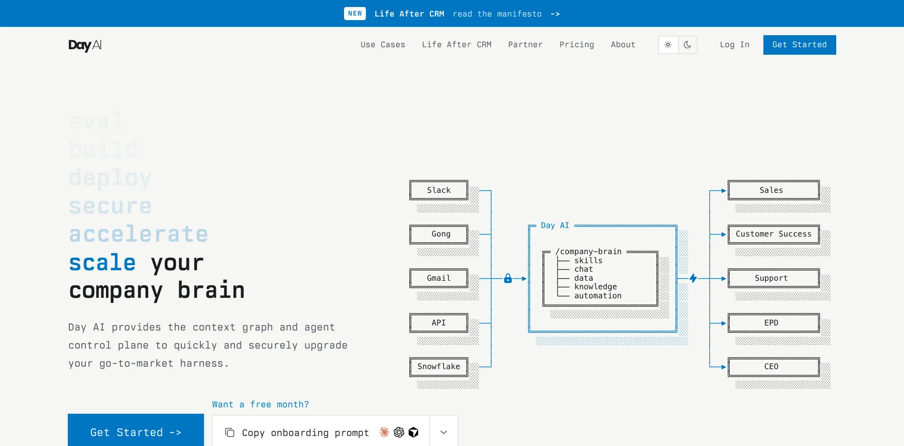 Day AI's home page: scale your company brain