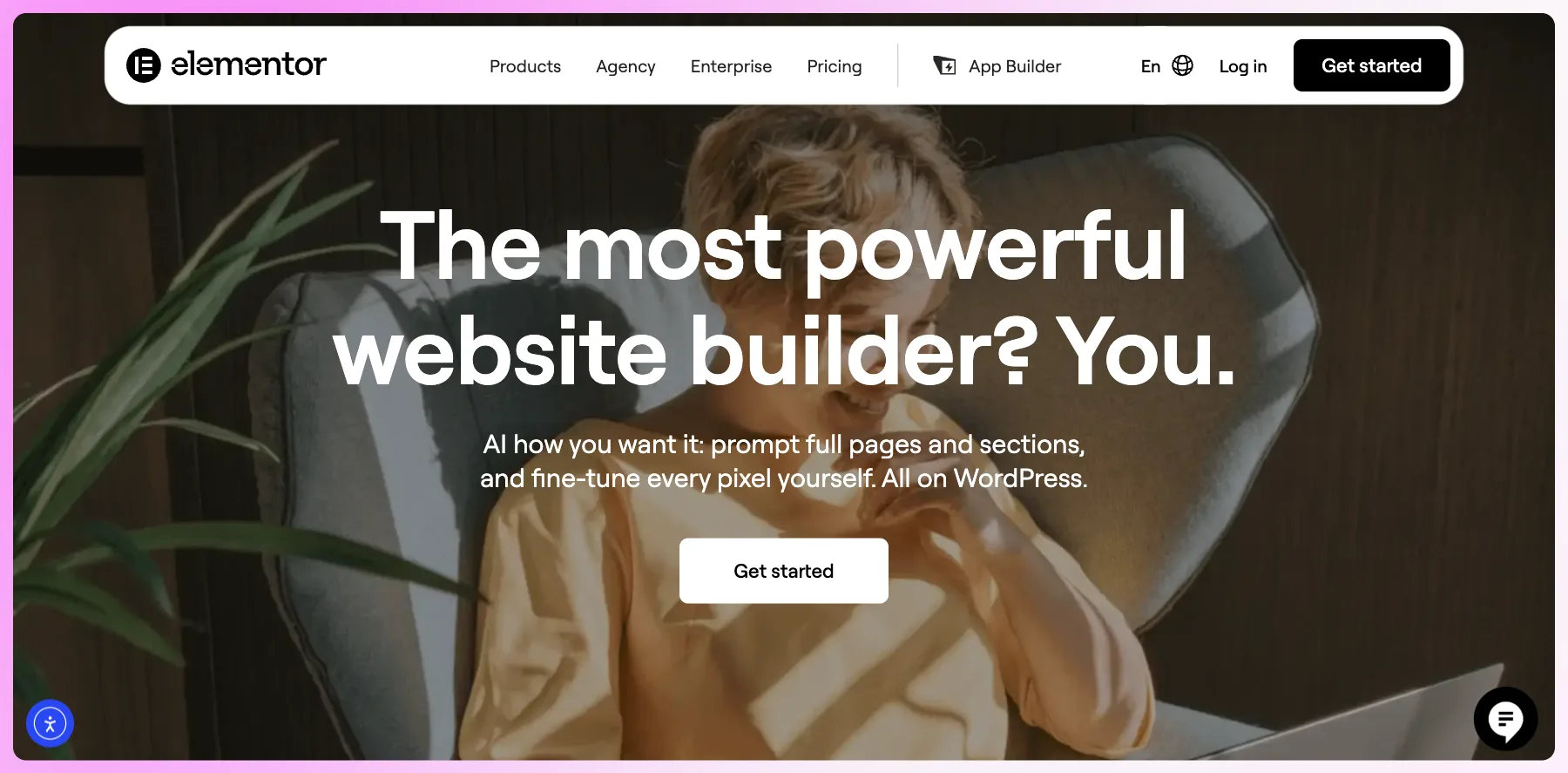 Elementor's home page: the most powerful website builder? You.