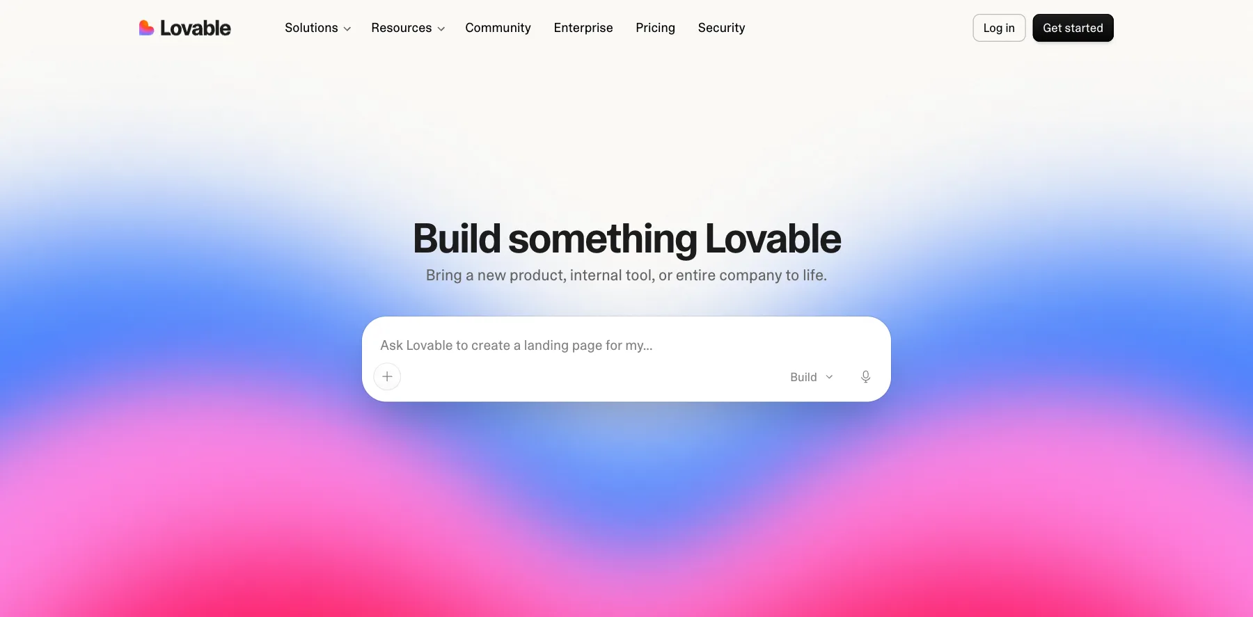 Lovable's home page: build something Lovable