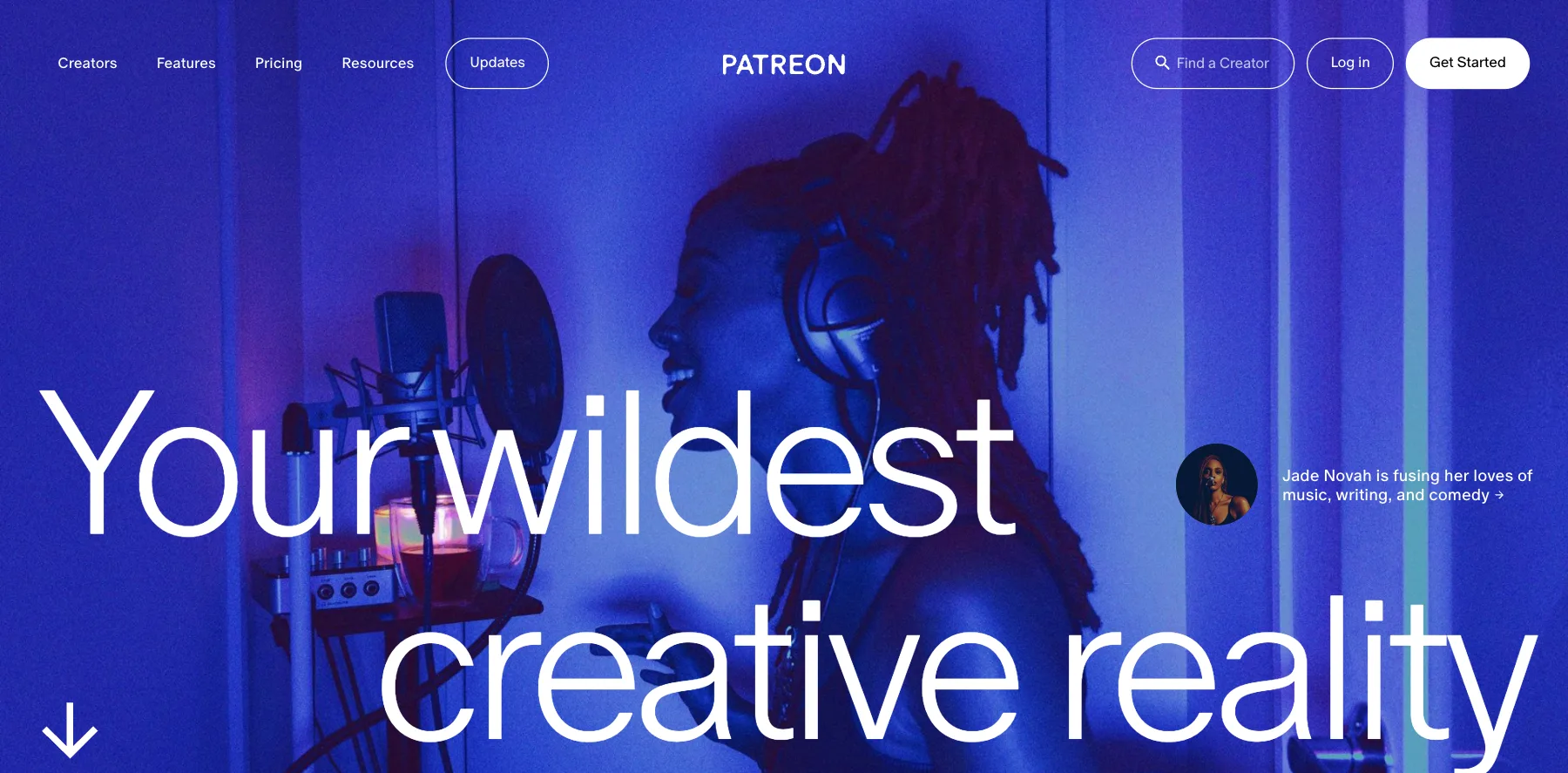 Patreon's home page: your wildest creative reality