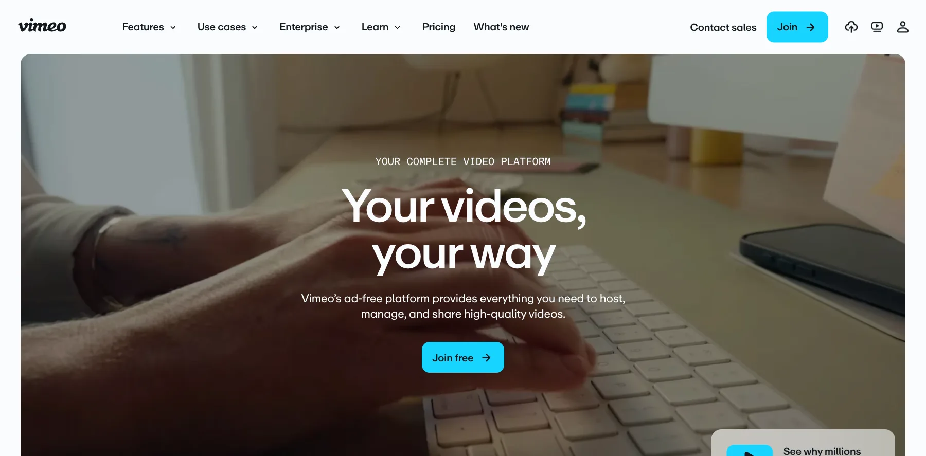 Vimeo's home page: your videos, your way