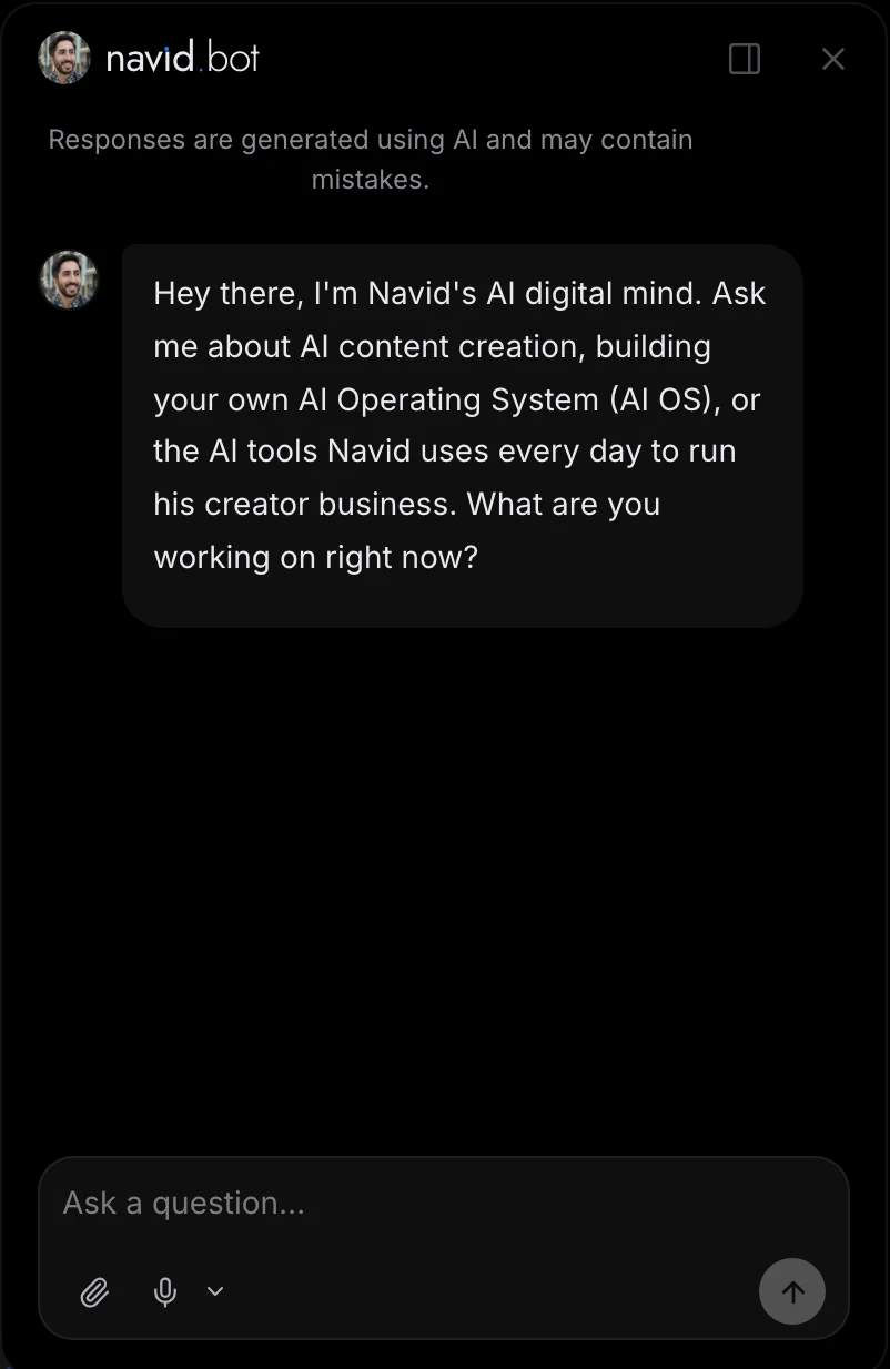 NavidBot, my own chat and voice interface, open on navid.me
