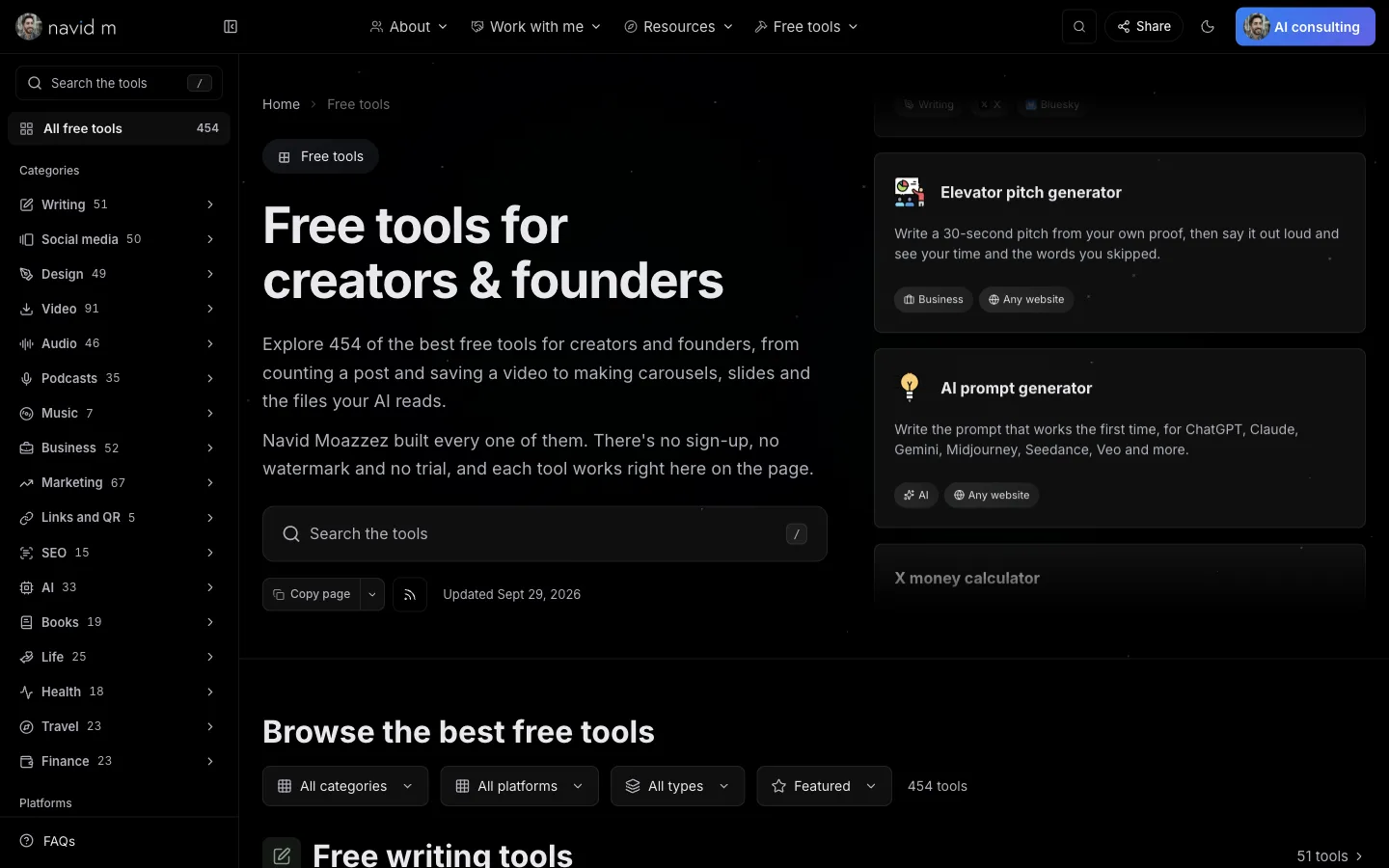 The free tools hub on navid.me