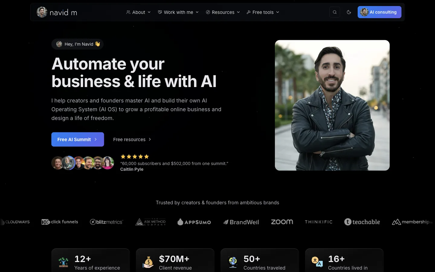 The navid.me home page, built with Claude Code