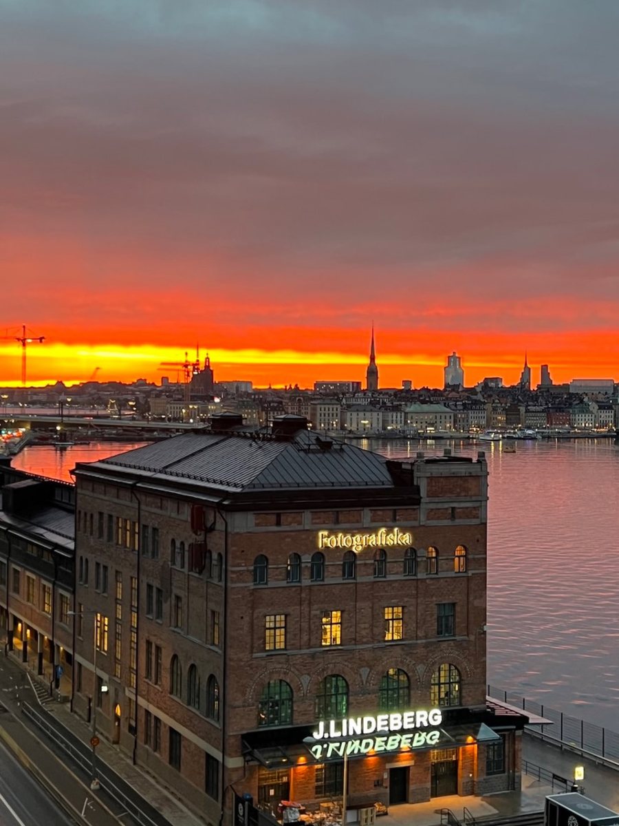My photo of Stockholm at sunset, over Fotografiska, cut to Instagram's portrait post, 3:4 (1,080 × 1,440)