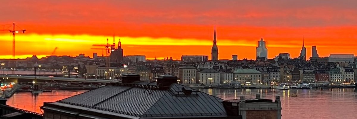 My photo of Stockholm at sunset, over Fotografiska, cut to Mastodon's header, 3:1 (1,500 × 500)