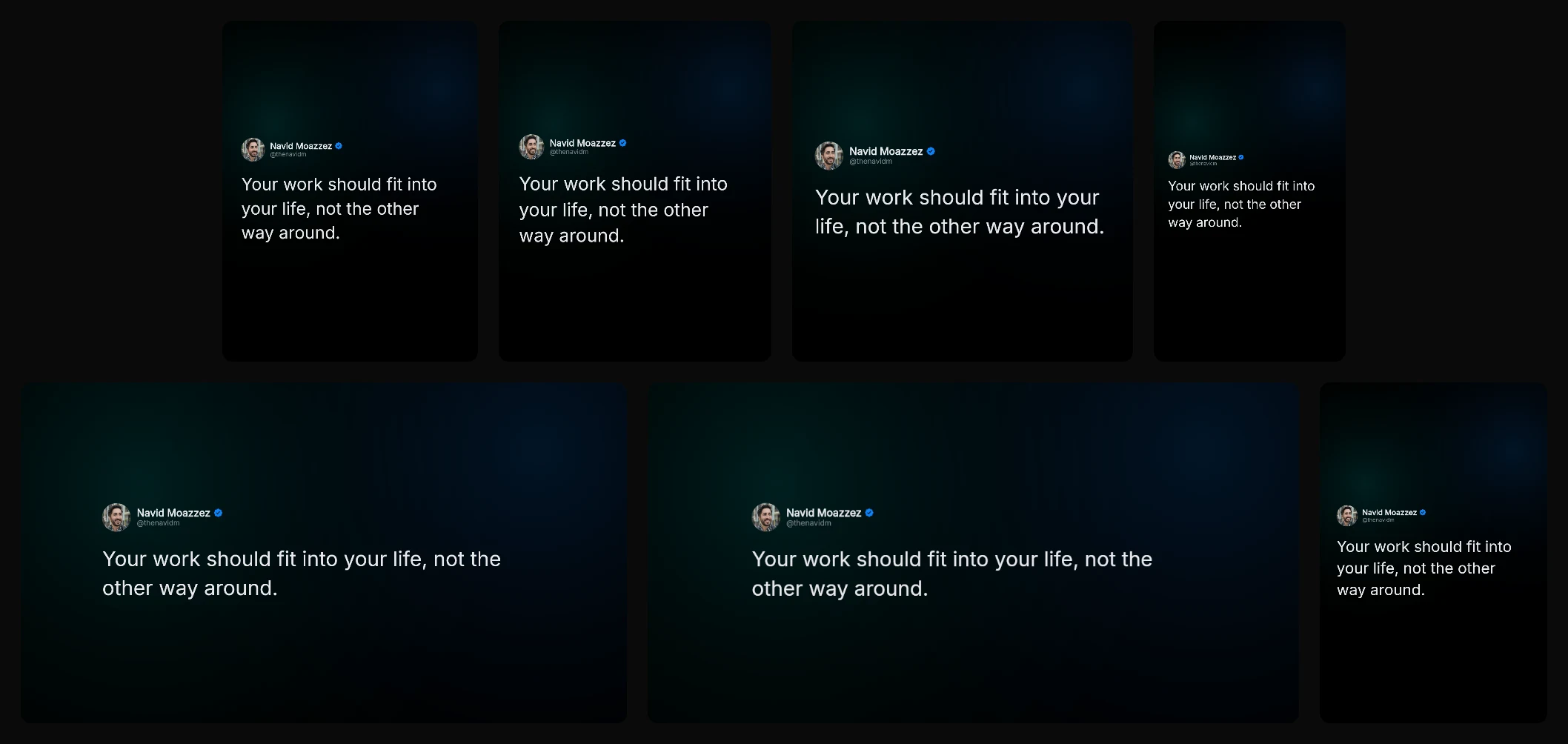 The same post in every shape, from tall 3:4 to wide 16:9