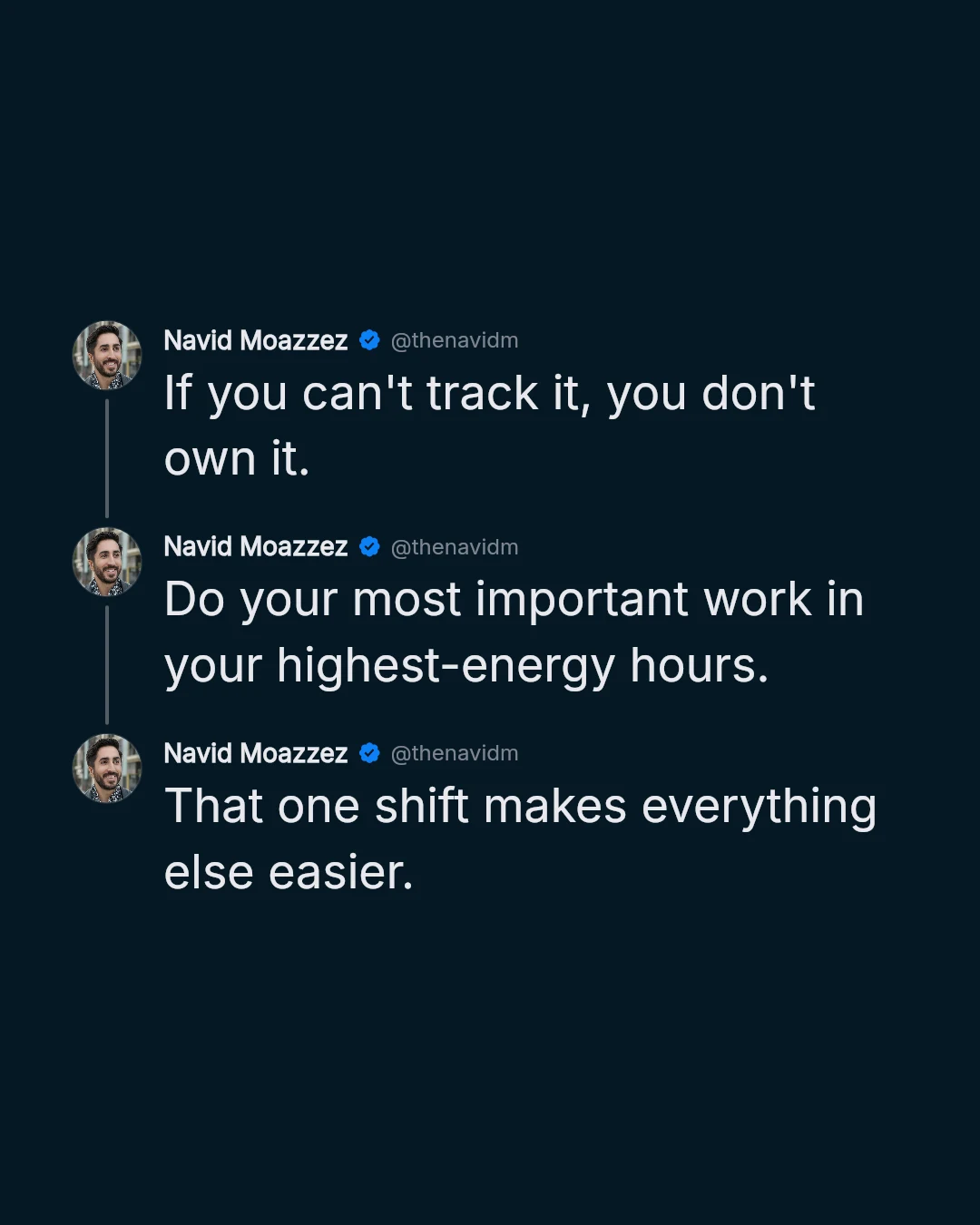 A thread of 3 posts joined by a line