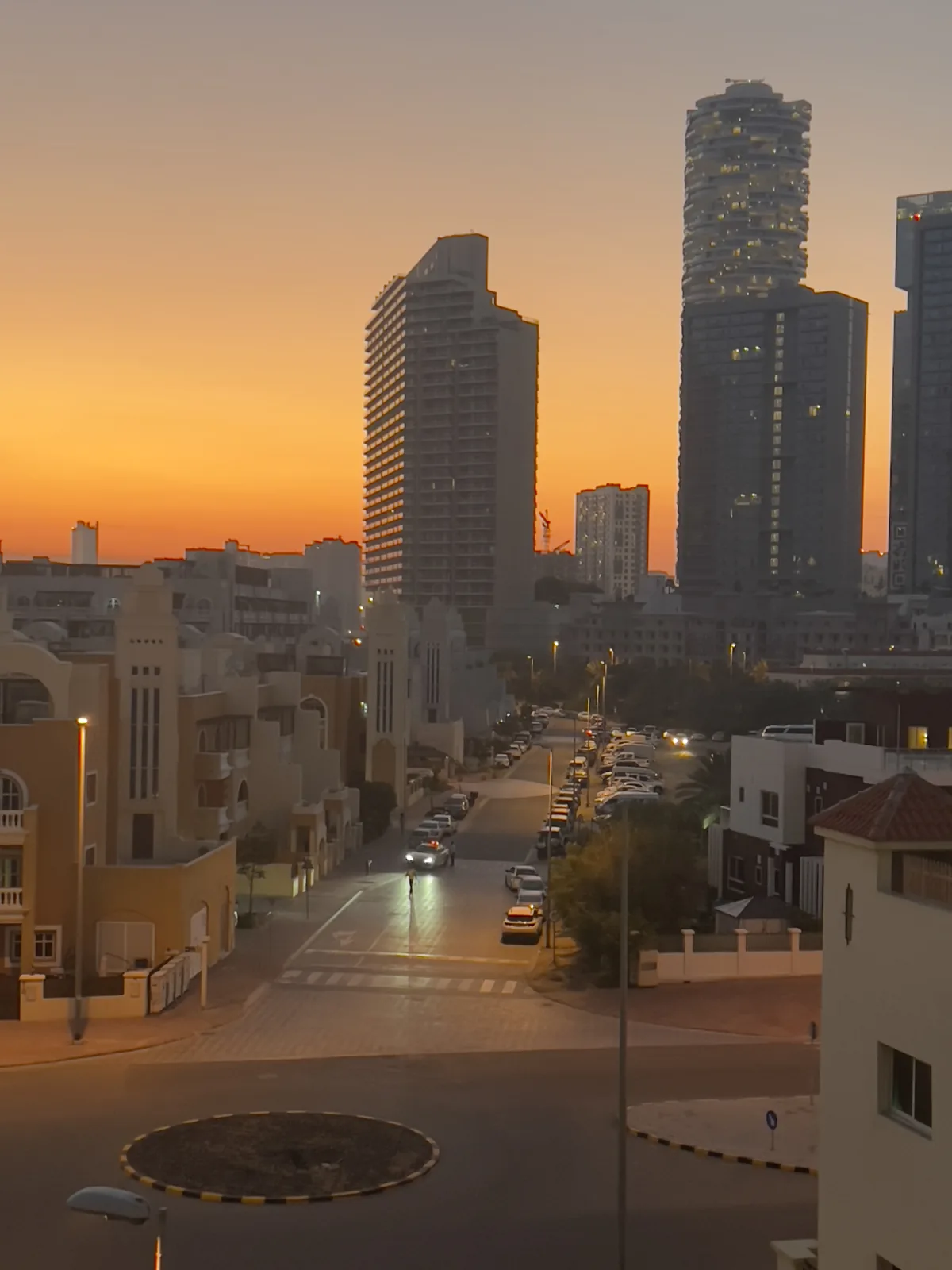 Sunset over the towers of Dubai, January 1, 2023