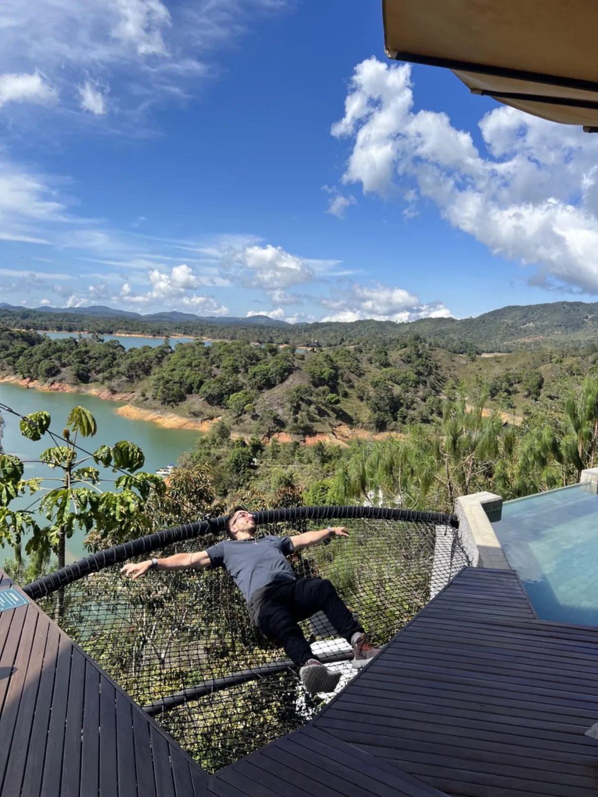 The net terrace at Bosko, above the Guatapé reservoir, in May 2023