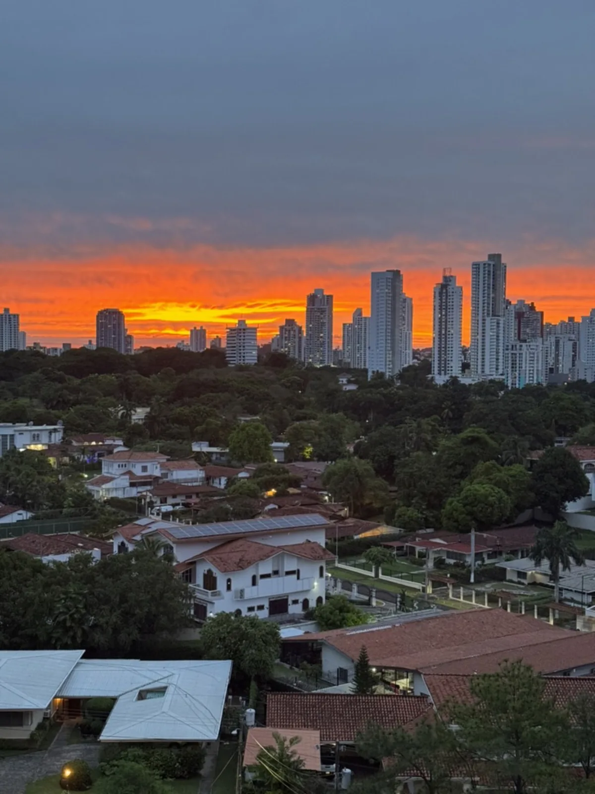 Sunset behind Panama City's towers, May 27, 2024