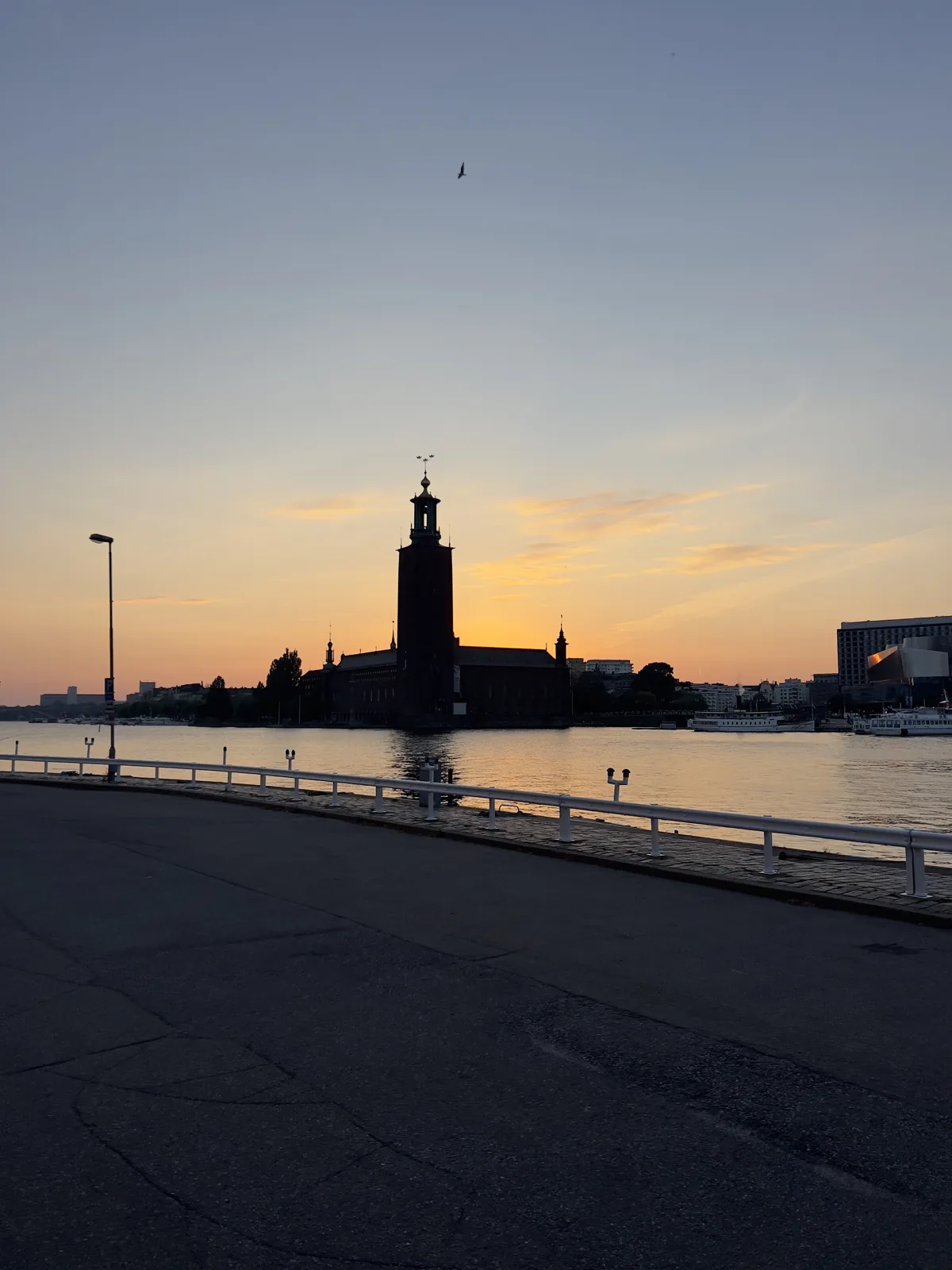 Dusk over the water from Riddarholmen in Stockholm, August 15, 2022