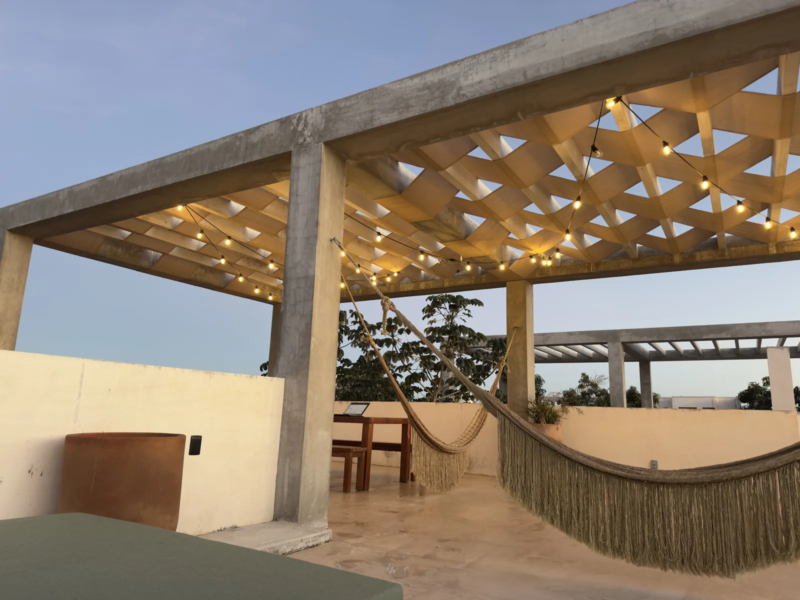 A rooftop with a hammock in Tulum, November 1, 2025