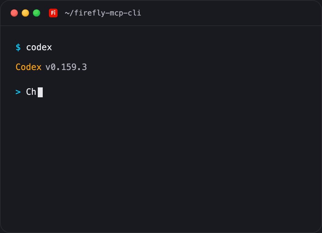 Illustrated Firefly workflow in the same terminal component used on navid.me