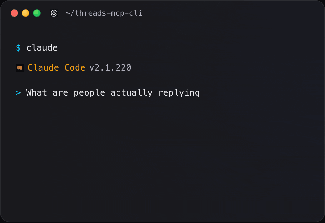 Claude Code using the Threads MCP server